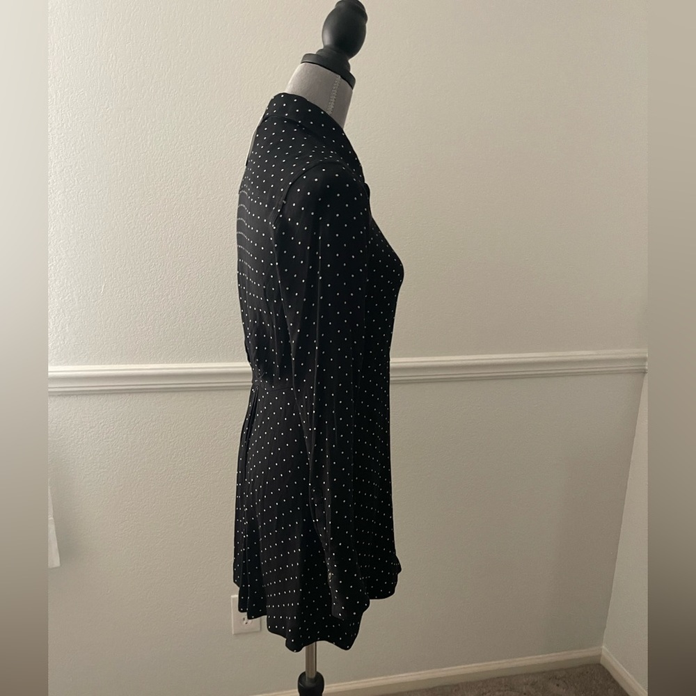 New Free People This Town Black Polka Dot Shirt Dress - Picture 6 of 7